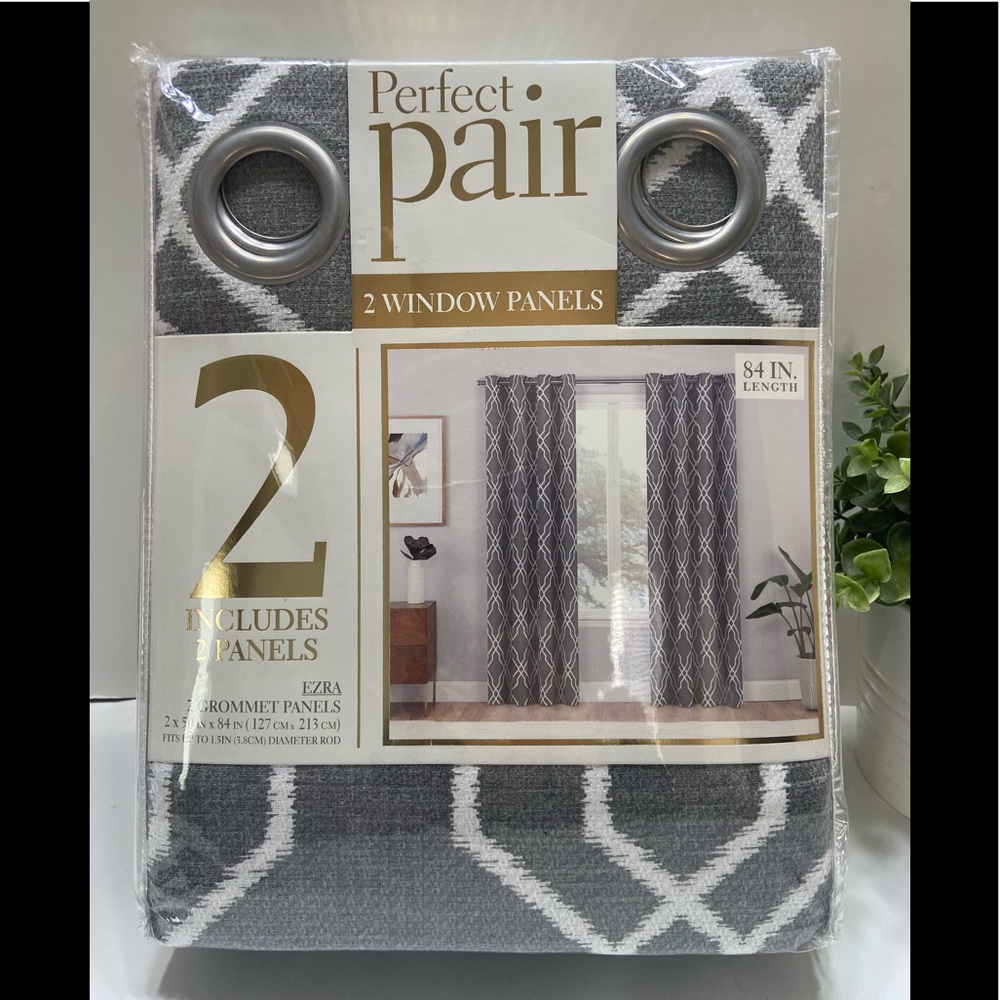 Perfect Pair Window Panels Set of Two Grommet Panels Charcoal Gray 50 in X 84 in